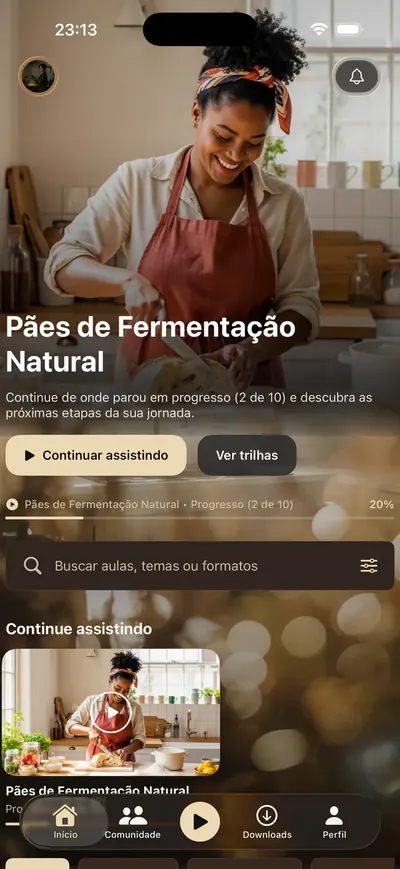 Gastronomia: exemplo de tela inicial com identidade própria
